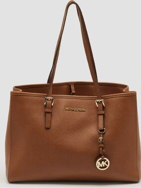 Michael Kors Tan Saffiano Leather Tote with Gold Hardware